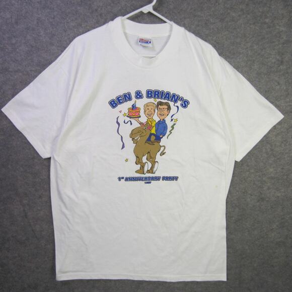 Vintage Ben & Brian's Shirt Mens XL KMLE 108 FM Radio Party Camel Funny 90s - Picture 1 of 10